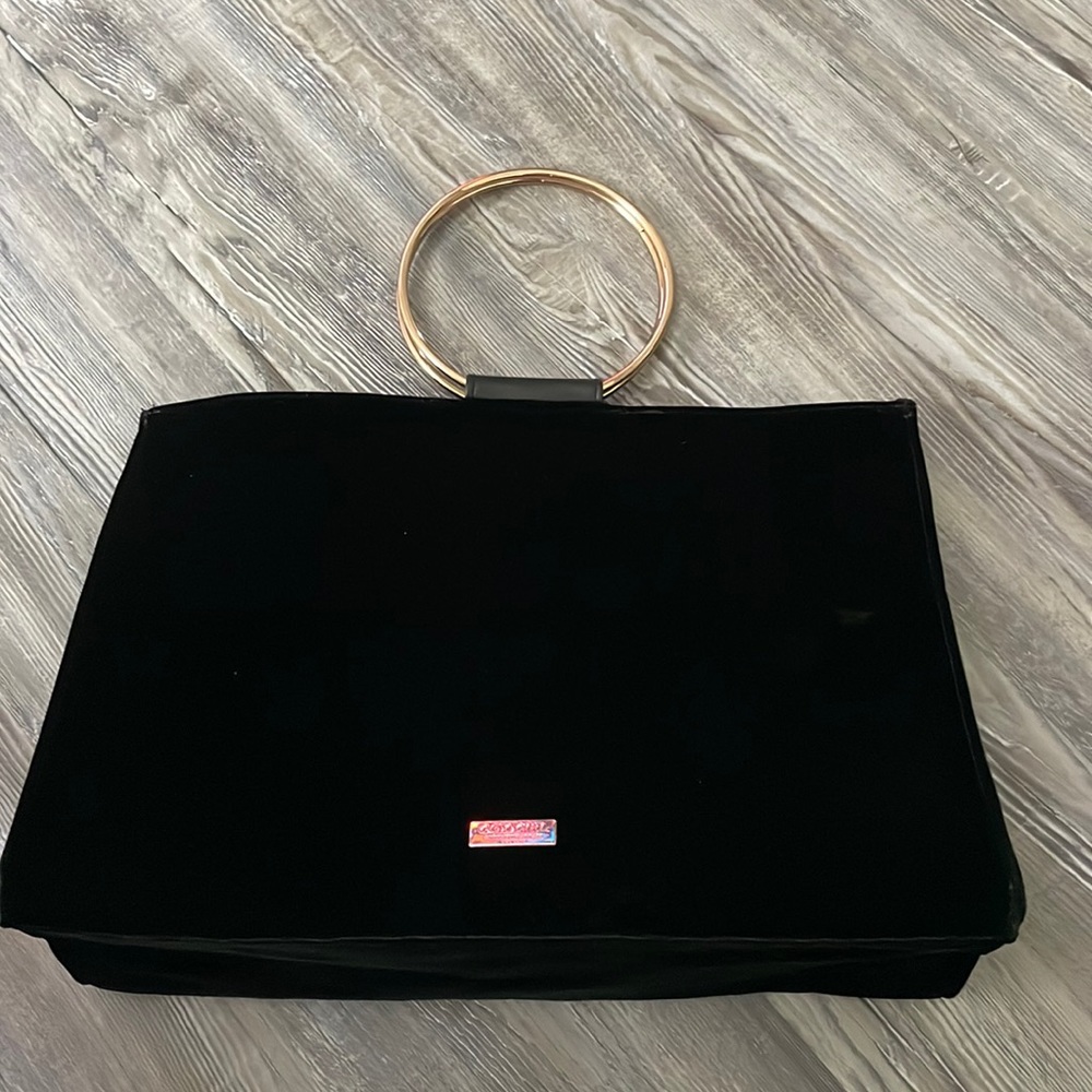 Cute Black Velvet Tote With Gold Harware